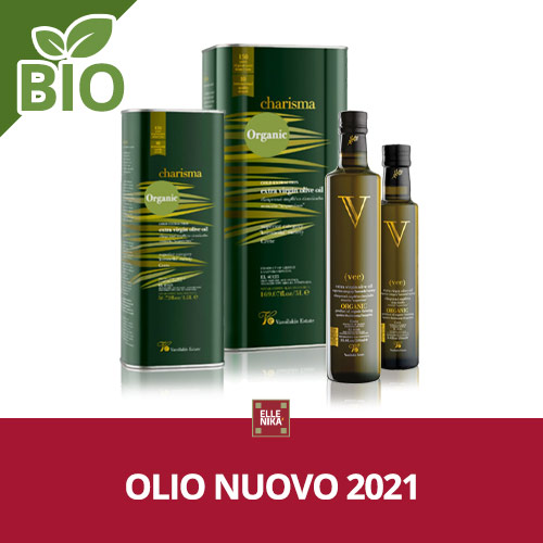 Olio Extra Vergine Biologico di Oliva Charisma Vassilakis Estate - Olio nuovo 2021 - Ellenikà